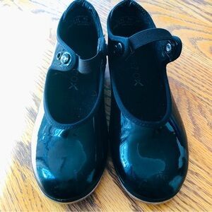 Capezio Tele Tone Tap Black Patent Shoes Girls Size 11 N Black Dance Jazz